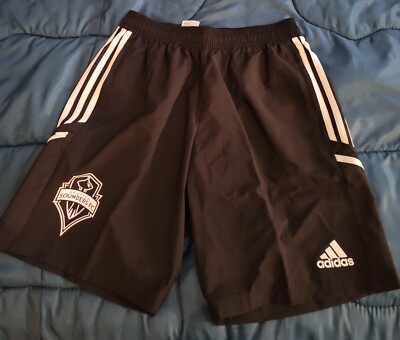 Men's adidas Black Seattle Sounders FC Downtime AEROREADY Shorts