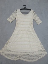 Rewind Dress Womens L Cream Crochet Fairycore Cottagecore Whimsy Cottagecore