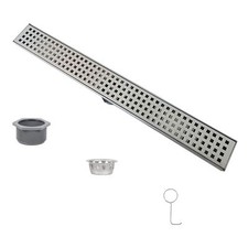 Linear Shower Drain 24" Shower Drain w/Cover Grid and Brushed 304 Stainless