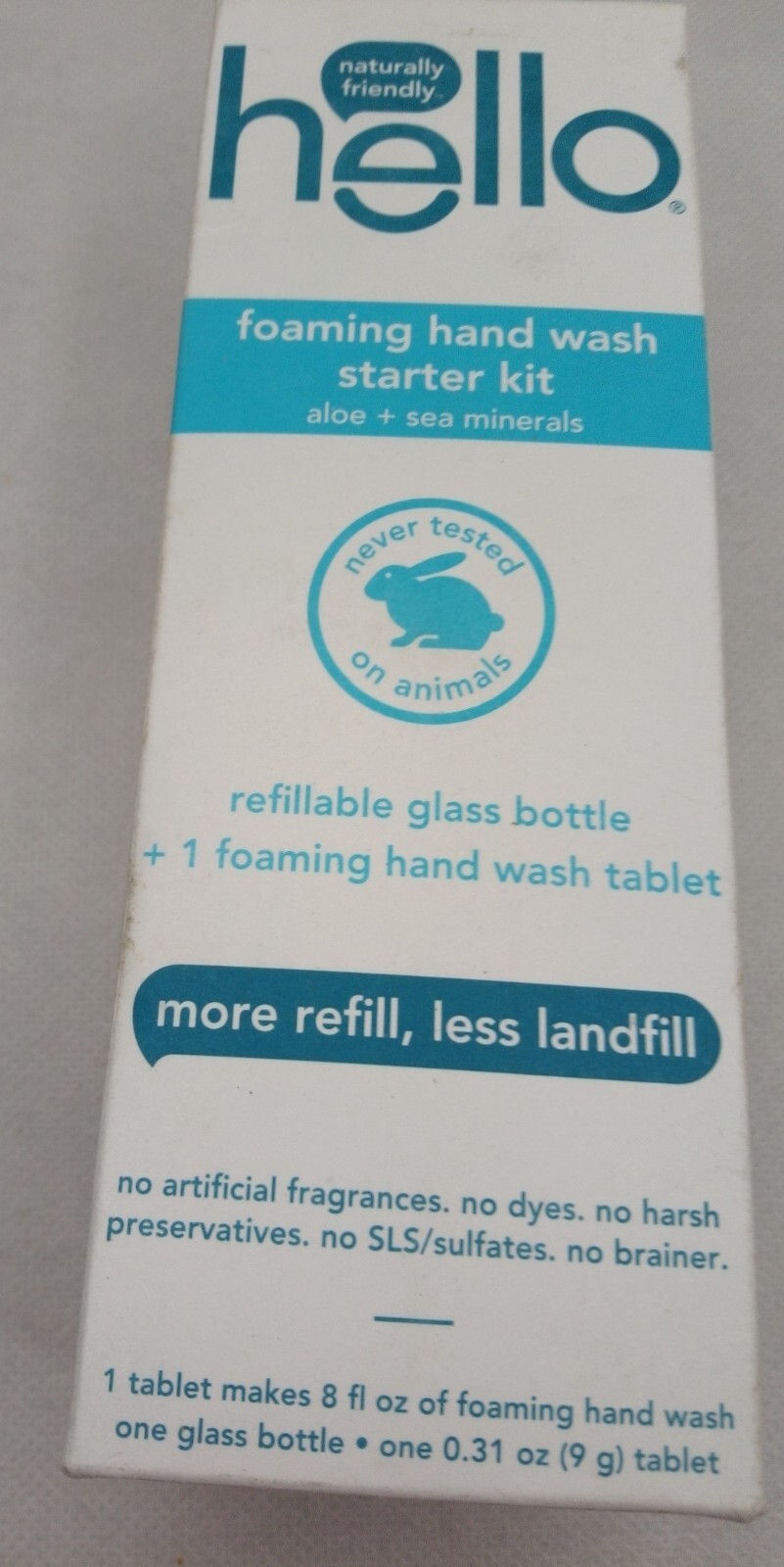 Hello Refillable Foaming Hand Wash Starter Kit 10 oz.  aloe & sea minerals, NEW