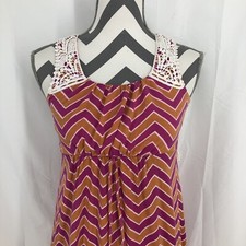 Speechless Pink Orange Zigzag Crochet Lace Sleeveless Midi Dress 14 Juniors