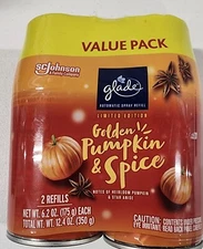 Glade value 2 pack Automatic Spray Refills golden pumpkin spice 6.2oz Each