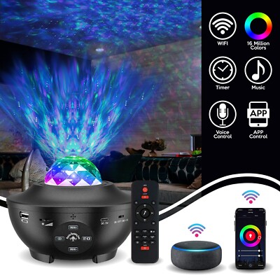 Galaxy Star Projector Speaker & Remote Control Compatible w Alexa or Google home