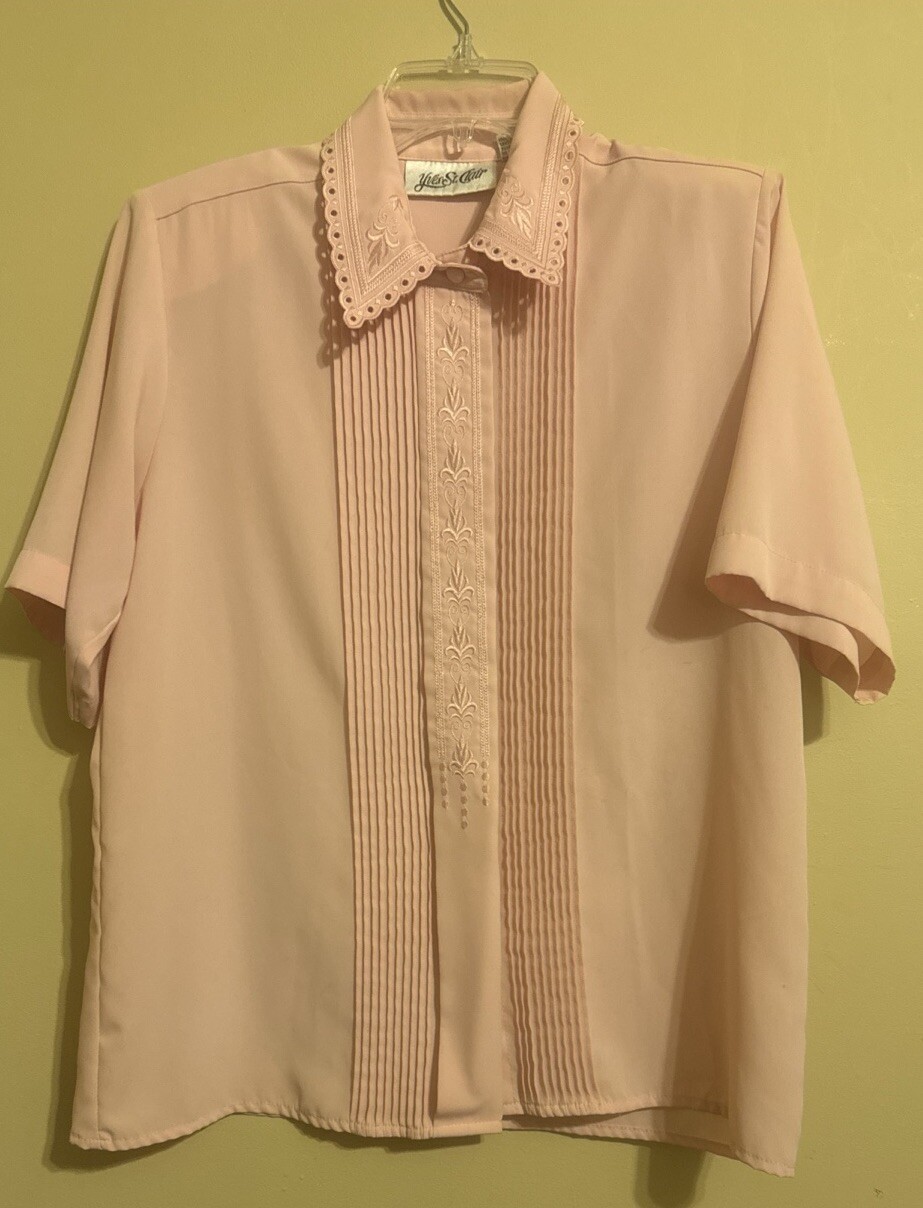 SAINT LAURENT Camicia abito vintage Yves St. Clair rosa vintage abbottonata taglia 12