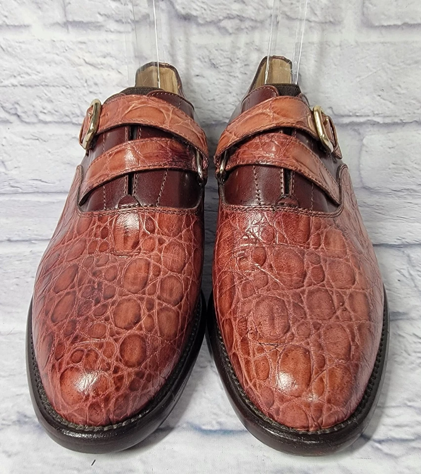 Ron белый подпись 37 коричневый крокодила кожи мокасины Италии Оксфорд крокодила обувь - Изображение 4 из 4