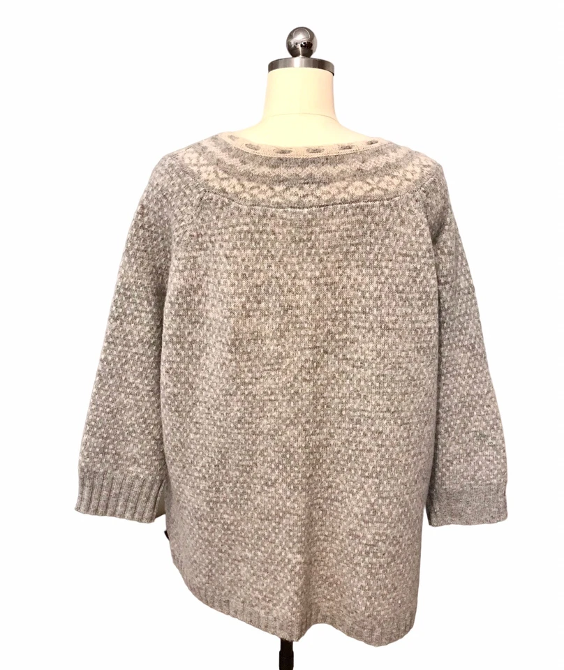 Woolrich Fair Isle Nordic Sweater Pullover Gray 3/4 Sleeve Women’s Plus Sz 2X - Image 3 of 4