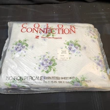 Vintage West Point Pepperell Fresh Violets Twin Fitted Sheet Percale New Sealed