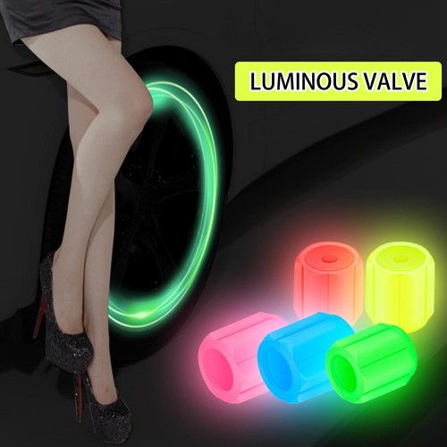4PCS Glow In Dark Car Valve Caps Tyre Valve Stem Air Covers Accessories - Picture 6 of 18
