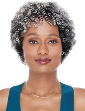 Black Mixed Gray Afro Kinky Curly Wig Short Curly Wig for Black Women Fashion