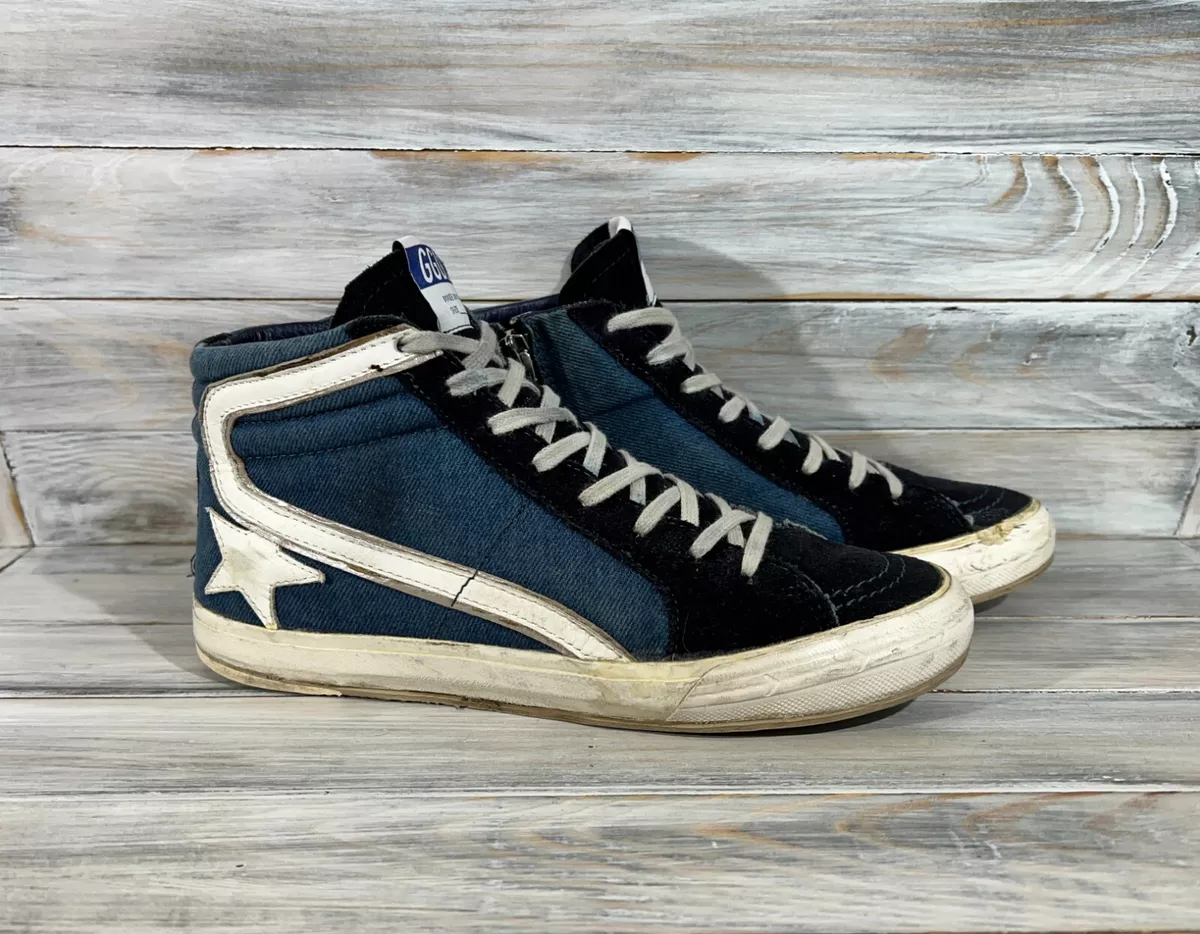 Golden Goose Deluxe Brand Slide Dark Blue Denim Women's Sneakers MadeInItaly