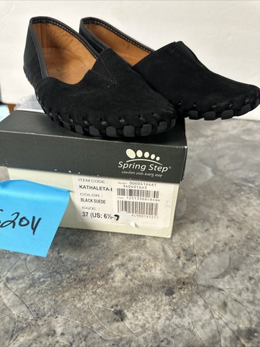 SPRING STEP KATHALETA SUEDE SLIP ON SHOE Black Size EU 37 US 6.5-7 New - Picture 14 of 15