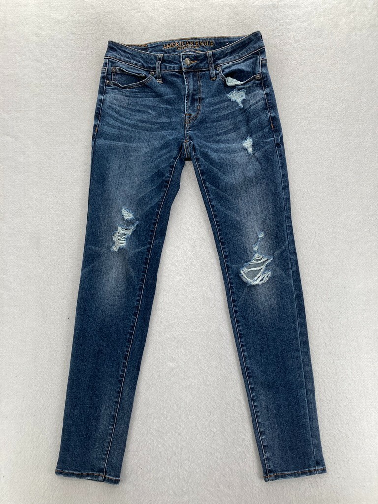 American Eagle Extreme Flex Mens 28x32 Dark Wash Distressed Denim Skinny  Jeans