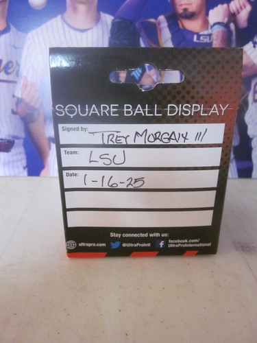 TRE MORGAN III LSU TIGERS TAMPA BAY DEVIL RAYS SIGNED LSU LOGO BASEBALL IN CUBE - Picture 4 of 7