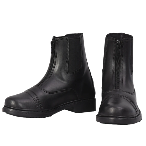 TuffRider Ladies Starter Front Zip Black Paddock Boots 3042-16 - Picture 1 of 24