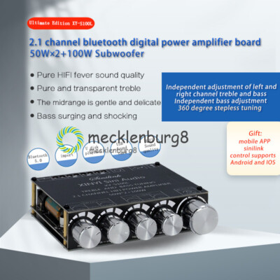 2*50W+100W Power Subwoofer Bluetooth Amplifier Board Sound Class D Audio Stereo
