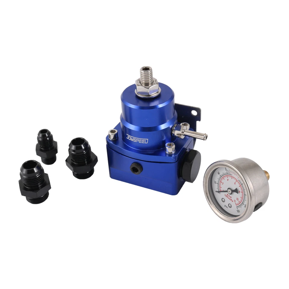 Kit regulador de presión de inyección de combustible azul AN6 AN8 con medidor de aceite 0-160 psi 8AN EFI Foto 2 de 4
