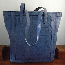 Talbots Large Blue Leather Tote/shoulder Bag
