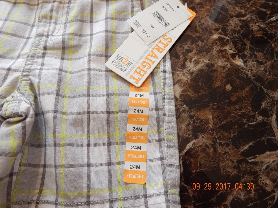 Pantalones Cortos Lee 24 Meses Niños Gris A Cuadros Con Cinturón / Nuevos Con Etiquetas Foto 2 de 4