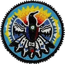 Handmade beaded Cyan Blue Eagle 3 inch rosette/applique