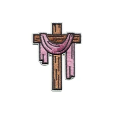 Cross with Draped Cloth Christian Religious Iron-On Embroidered Patch