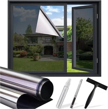 One Way Privacy Window Film - Reflective Sun Blocking Window Tint Clings for ...