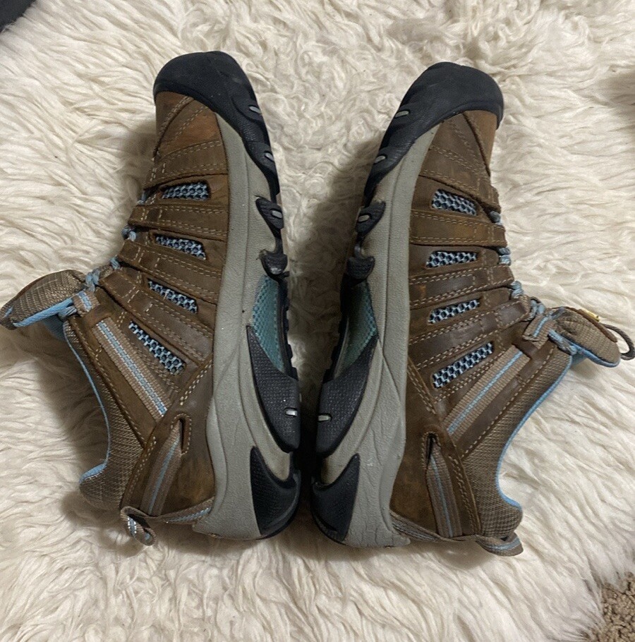 Scarpe basse da trekking KEEN Voyageur donna 9 pelle marrone blu atletiche trail