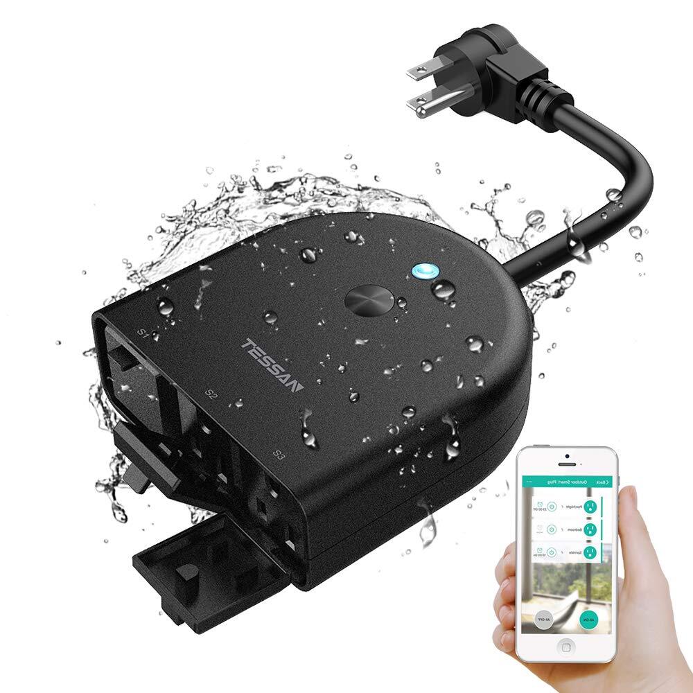 Outdoor Smart Plug, WiFi Smart Outlet Switch with 3 Individual Sockets Work w...