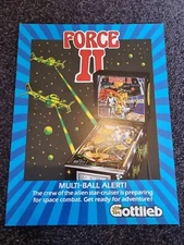 Force II - Gottlieb Pinball ORIGINAL Promotional Advertising Flyer - last one