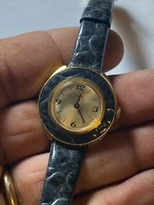 Vintage Ladies Black Band Timex Mechanical Analog Watch 