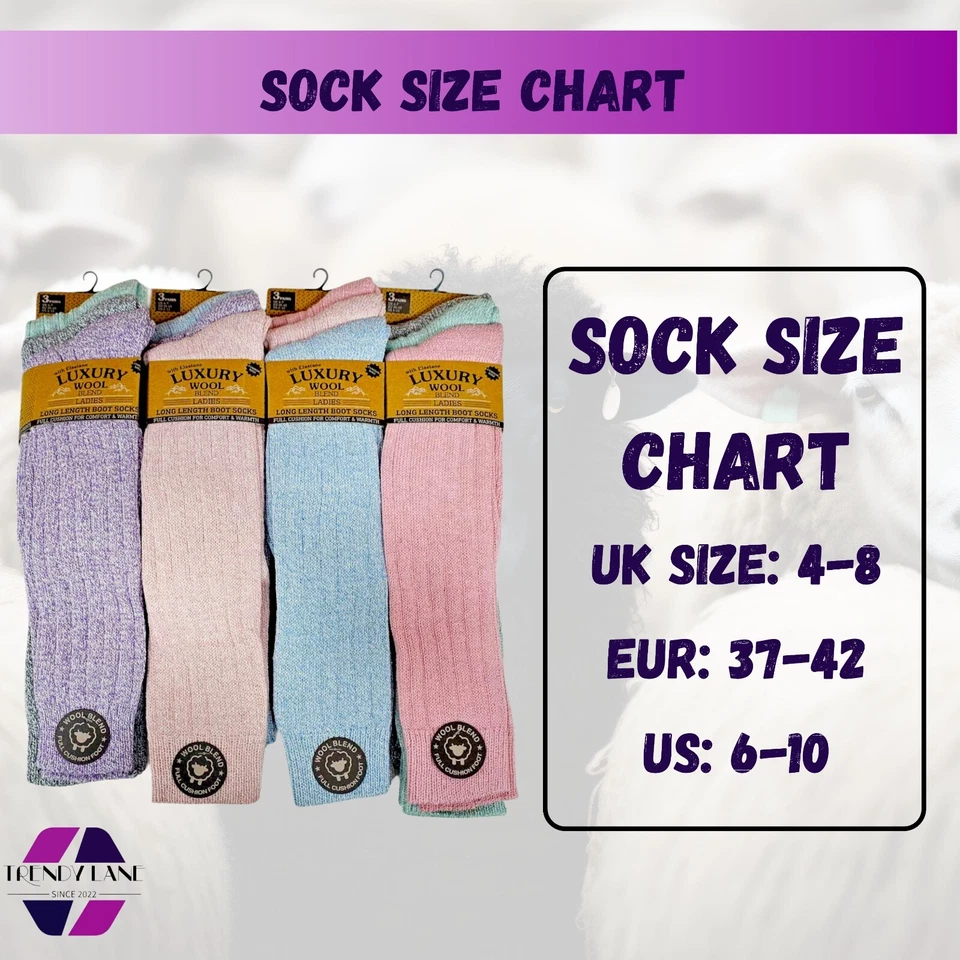 Mujer Hasta la Rodilla MEZCLA DE LANA INVIERNO CÁLIDO CAMINAR SENDERISMO ESQUÍ DAMAS BOTA CALCETINES Foto 2 de 3