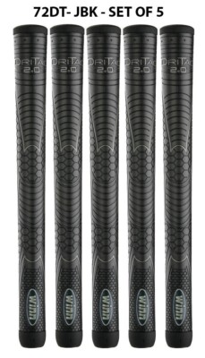 Set of 5 -Winn DRI-TAC 2.0 OVERSIZED Jet Black Golf Grip - 72DT-JBK 