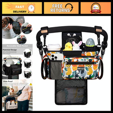 Universal Baby Stroller Organizer Caddy with Insulated Cup Holders  Mesh Bag