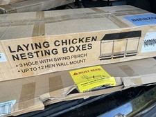 Chicken Nesting Boxes 3 Hole Metal Egg Laying Box W/ Swing Perch Rollout Coop