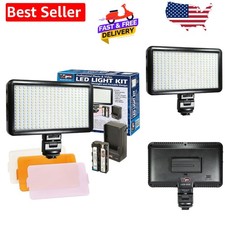 Professional LED-300 Video Light - 228 LEDs, Rechargeable Battery, Soft Diffuser