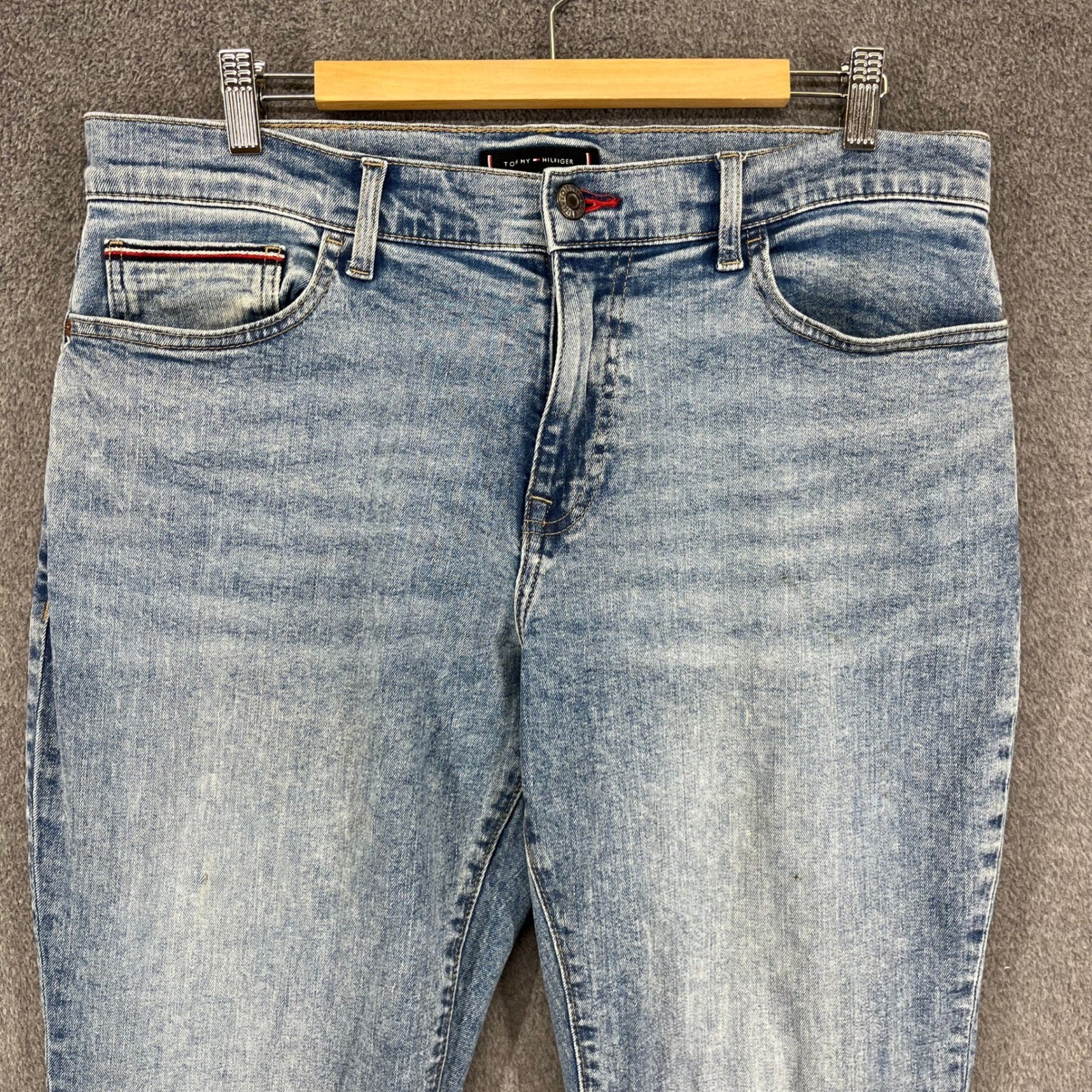 Tommy Hilfiger Mens Light Wash Straight Leg Stretch Jeans 34x30 Blue thumbnail 3