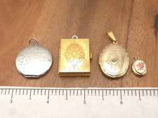 Vintage-Now 4 Pc Costume Locket Lot Gold Silver Tone Filigree Victorian Style #4