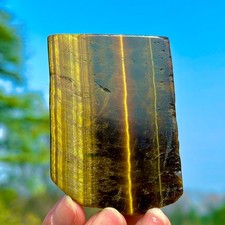 110G Natural Tiger's Eye Stone Slice Quartz Crystal Mineral Specimen Healing