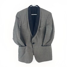 Oscar de la Renta Formal Blazer 37S Black Trim Shawl Collar Houndstooth USA Made