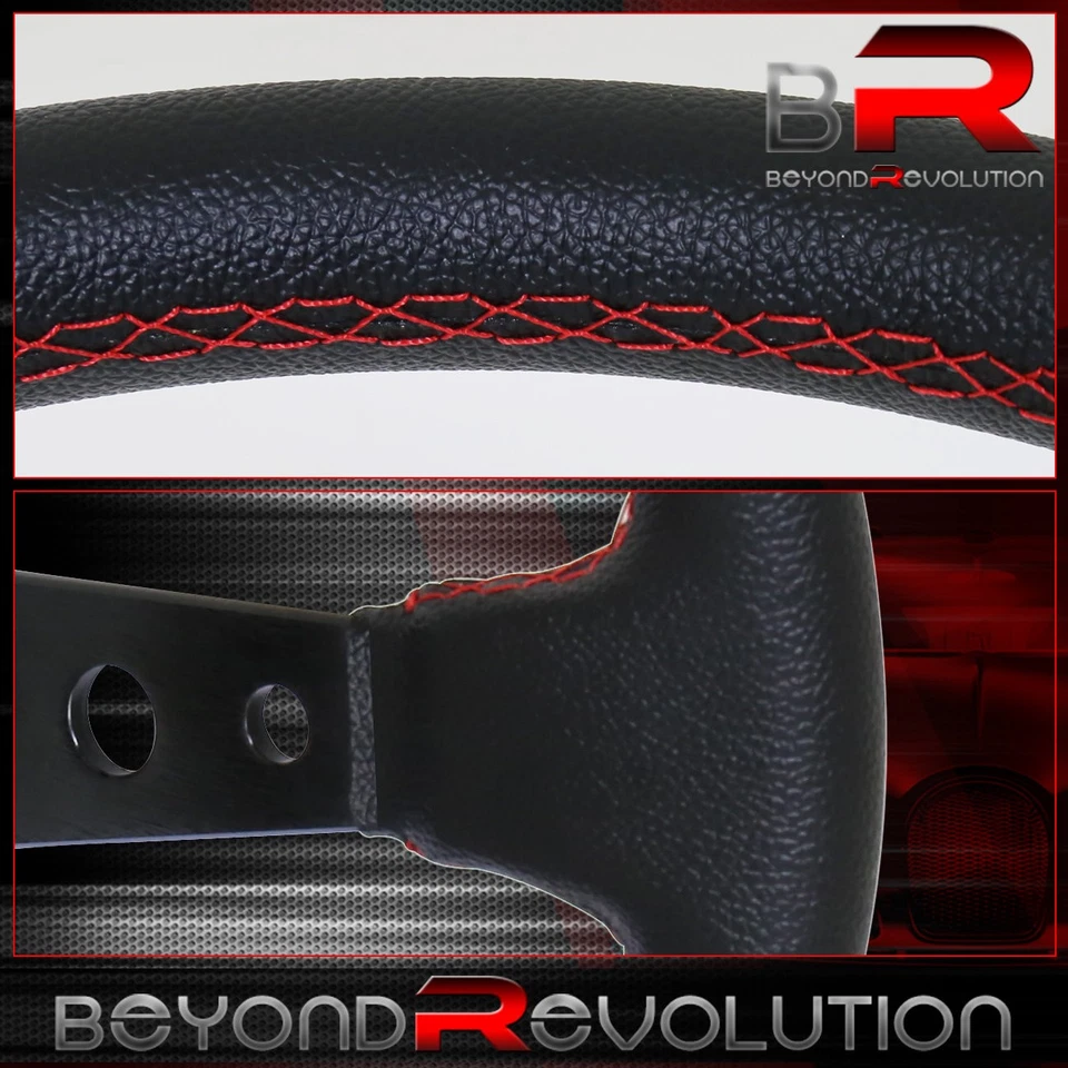 Универсальный 350 мм руль ПВХ кожи глубокий блюдо черный красный Wakaba кнопка - Изображение 3 из 4