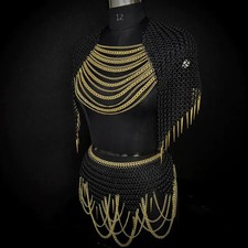 Black  Gold Chainmail Top  Medieval Jewelry Top Renaissance, Cosplay Armor