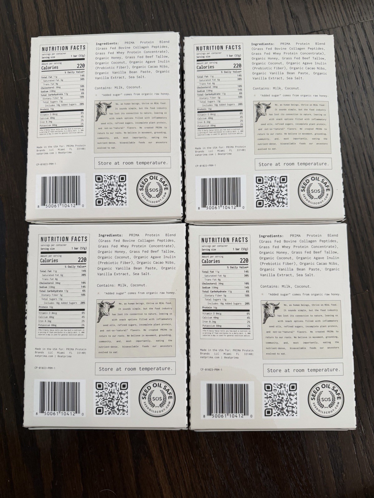 4 BOXES PRIMA Cookie Dough Ancestral Protein Bar- 28 Bars Exp 6/2027 ...