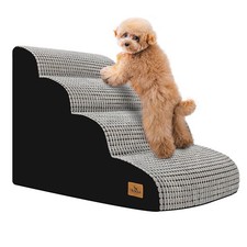 Blunique 20.5" 4-Step Curved Dog Stairs for Small Dogs - High Bed  Couch Access