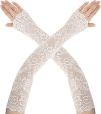 Long Lace Gloves Fingerless, Lace Sleeves, Lace Gloves Women Tea Party Wedding,