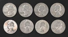 Eight Washington Silver Quarters Lot  1960s