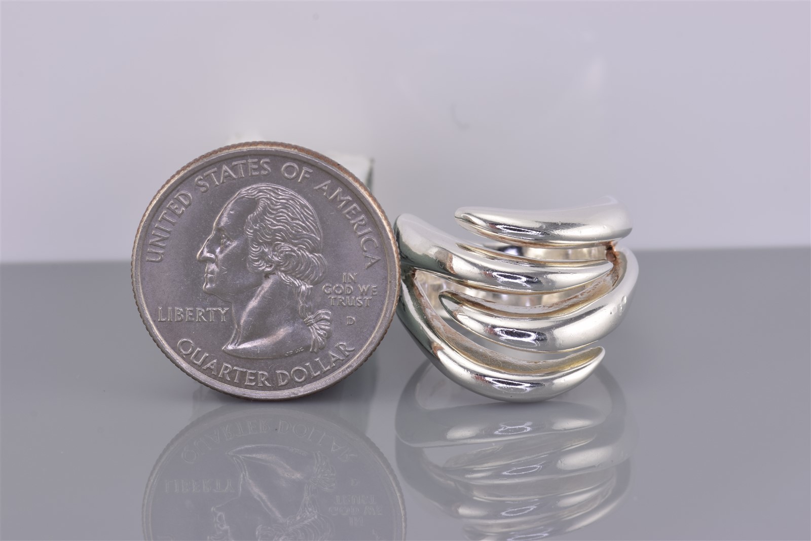 Sterling Silver 20mm Solid Intersecting Modernist… - image 8