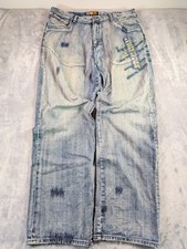 Akademiks Men's Jeanius Jeans Size 40 Very Baggy With Embroidered Logos All Over