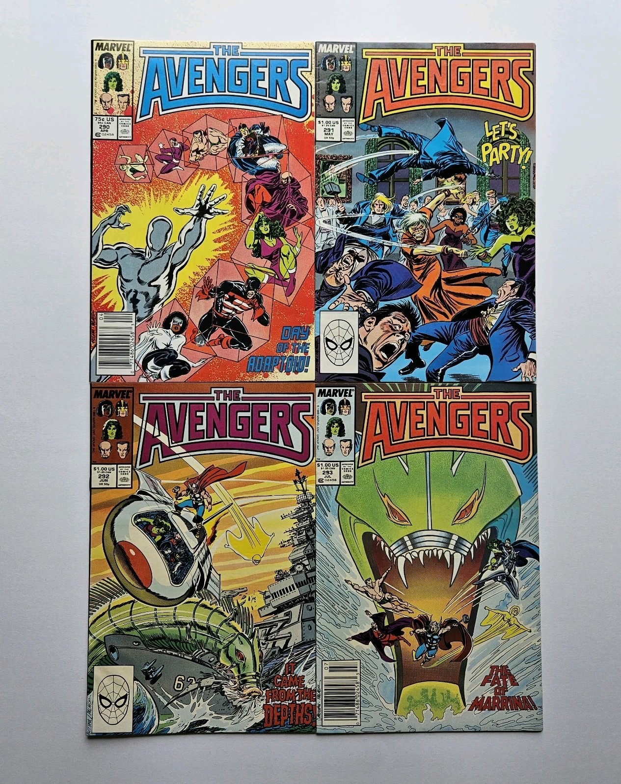 Vintage Lot Of 4 AVENGERS 290-293 #290 #291 #292 #293 Marvel 1987 FN-VF (b)