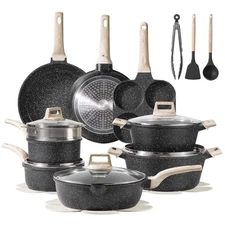 21-Piece Nonstick Black Granite Cookware Set - PFOA/PFOS Free Induction Ready