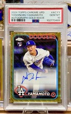 2024 Topps Chrome Update Autographs Yoshinobu Yamamoto Gold Wave Refractor /50 