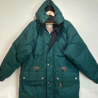 VTG Y2K Outdoor Exchange Down Parka mens sz M Green Hooded Winter Coat